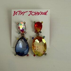Betsey Johnson Red and Blue Teardrop Earrings